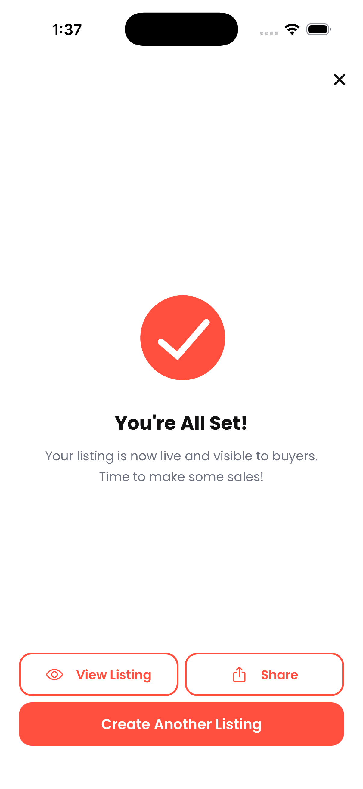 Offa app success all set screen light